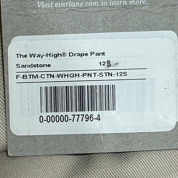 Everlane Way High Drape Pant Wide Leg Hi-Rise Sandstone Women 12S Short NWT - Picture 13 of 13